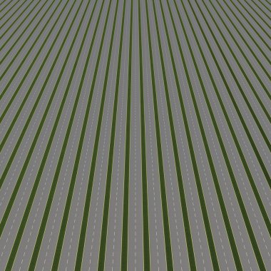 Yeşil çimenli yol ile ufuk olacak soyut asfalt yollar.