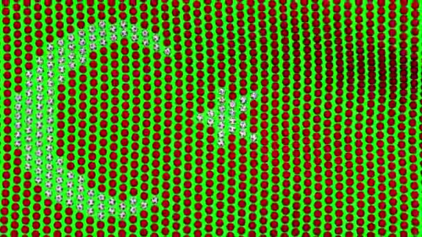 Bandeira da Turquia, consistindo de muitas bolas balançando ao vento, sobre um fundo verde . — Vídeo de Stock