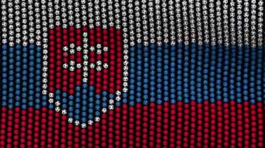 Slovakya, siyah bir ekranda Rüzgar içinde çırpınan birçok topları oluşan bayrağı.