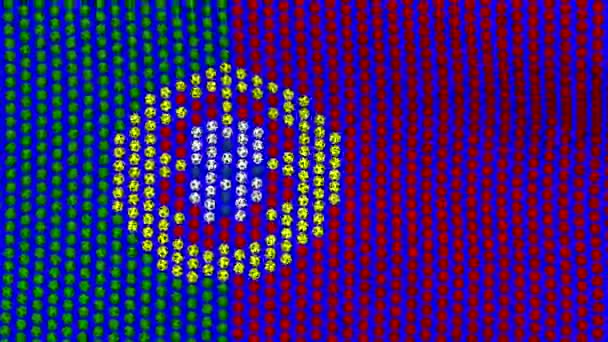 Flag of Portugal, consisting of many balls fluttering in the wind, on a blue screen. — Stock Video