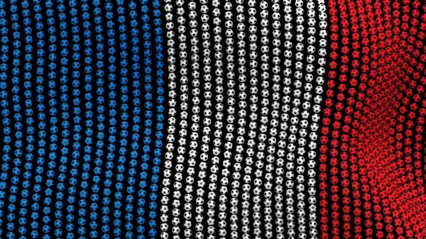 Флаг Франции, состоящий из многих мячей, развевающихся на ветру, на черном фоне . — стоковое фото