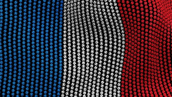 Drapeau de France, composé de nombreuses boules flottant dans le vent, sur fond noir . — Photo