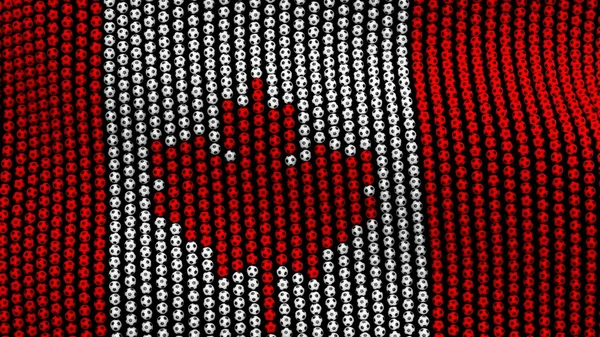 Flag of Canada, consisting of many balls fluttering in the wind, on a black background. 3D illustration. — Stock Photo, Image