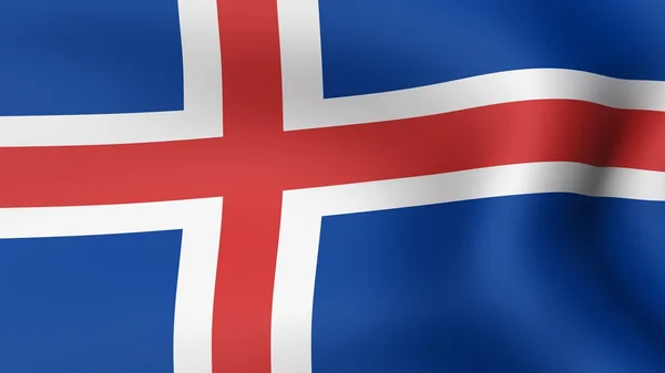 İzlanda, rüzgarda çırpınan bayrağı. 3D çizim. — Stok fotoğraf