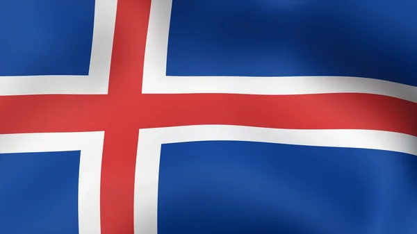 Die isländische Flagge flattert im Wind. 3D-Illustration. — Stockfoto