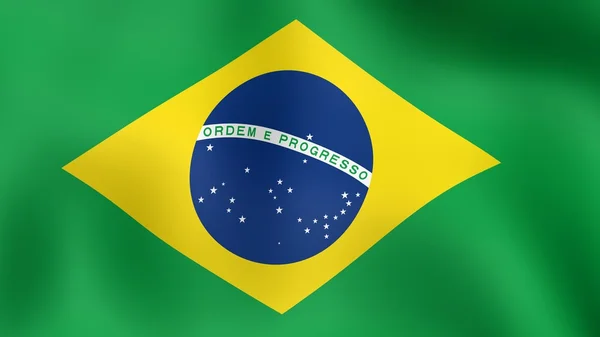 Brasiliens flag, der flagrer i vinden. 3D-gengivelse . - Stock-foto