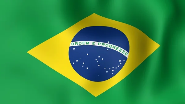 Bandera de Brasil, ondeando en el viento. Renderizado 3D . — Foto de Stock
