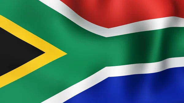 Flagge Südafrikas, die im Wind flattert. 3D-Darstellung. Stockbild