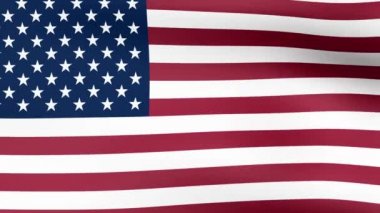 ABD, rüzgarda çırpınan bayrağı. 3D render. Döngü video.