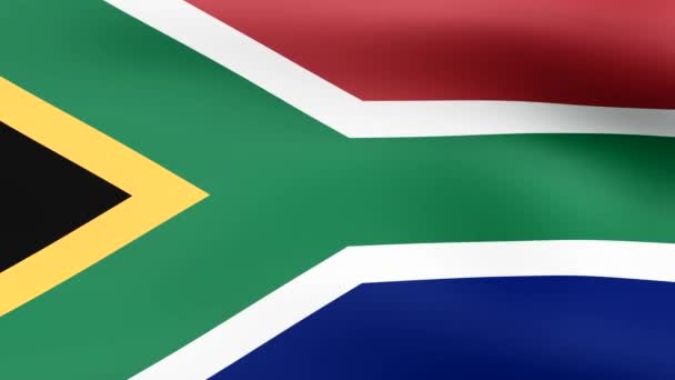 Bandera de Sudáfrica, ondeando en el viento. Representación 3D. Bucle de vídeo . — Vídeo de stock