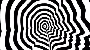 Konsantrik yaklaşmakta olan soyut sembolü, Hillary Clinton doğru profili - optik, görsel yanılsama.