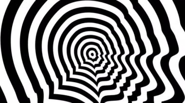 Konsantrik yaklaşmakta olan soyut sembolü, Vladimir Putin doğru profili - optik, görsel yanılsama.