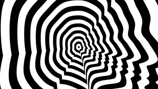 Symbole abstrait concentrique venant en sens inverse, profil droit d'Hillary Clinton - illusion optique et visuelle .