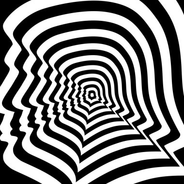 Konsantrik soyut sembolü, Donald Trump profili - optik, görsel yanılsama.