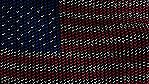 Amerikan bayrağı seçim'ın sembolleri, siyah bir arka plan üzerinde oluşan Rüzgar sallıyor.