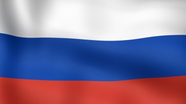 Rusya, rüzgarda çırpınan bayrağı. 3D render.