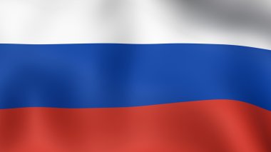 Rusya, rüzgarda çırpınan bayrağı. 3D render.