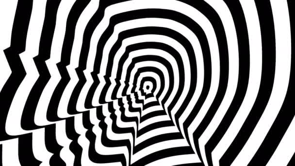 Symbole abstrait concentrique venant en sens inverse, Steve Jobs profil gauche - illusion optique et visuelle .