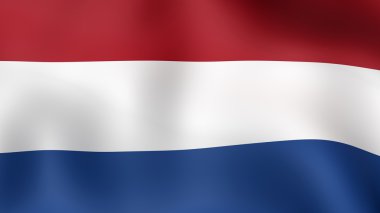  Rüzgarda çırpınan Hollanda bayrağı. 3D render.