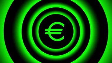 Yeşil daireler - görsel yanılsama tarafından çevrili büyüyen euro simgesi.