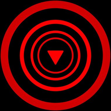 Kırmızı daireler - görsel yanılsama tarafından çevrili düşen ok işareti.