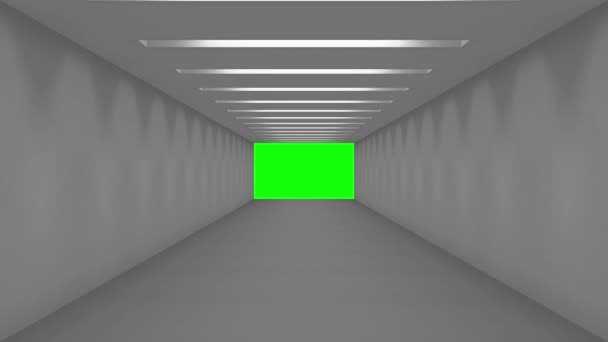 Corridor with green screen — Stock Video