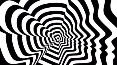 Konsantrik yaklaşmakta olan soyut sembolü, kadın profili - optik, görsel yanılsama