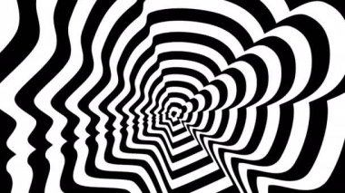 Konsantrik yaklaşmakta olan soyut sembolü, kadın profili - optik, görsel yanılsama