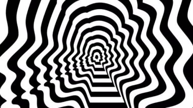 Konsantrik yaklaşmakta olan soyut sembolü, kadın profili - optik, görsel yanılsama