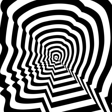 Konsantrik soyut sembolü, adam profili - optik, görsel yanılsama
