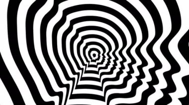 Konsantrik yaklaşmakta olan soyut sembolü, çocuk profili - optik, görsel yanılsama