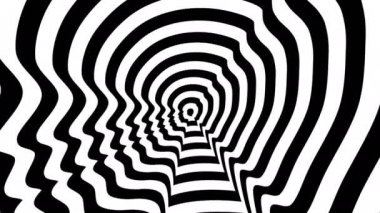 Konsantrik yaklaşmakta olan soyut sembolü, çocuk profili - optik, görsel yanılsama