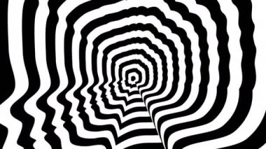 Konsantrik yaklaşmakta olan soyut sembolü, adam profili - optik, görsel yanılsama