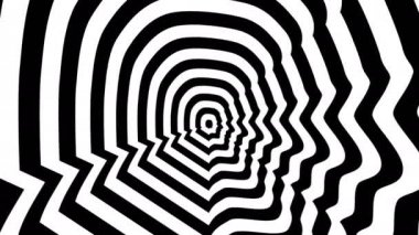 Konsantrik yaklaşmakta olan soyut sembolü, adam profili - optik, görsel yanılsama