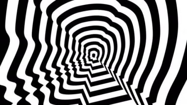 Konsantrik yaklaşmakta olan soyut sembolü, adam profili - optik, görsel yanılsama