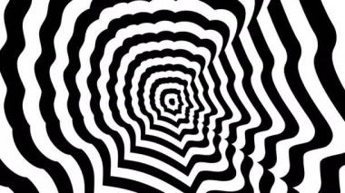 Konsantrik yaklaşmakta olan soyut sembolü, adam profili - optik, görsel yanılsama