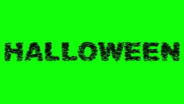 ISK hejno ptáků tvoří slovo halloween - na zelené obrazovce. 4 k animaci — Stock video