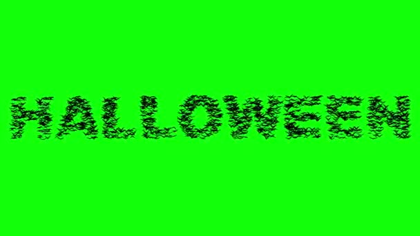 La bandada de los pájaros que forman la palabra halloween - en la pantalla verde. Animación 4k — Vídeo de stock