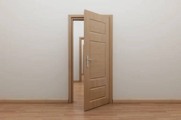 Enfilade, iç kapı açık.