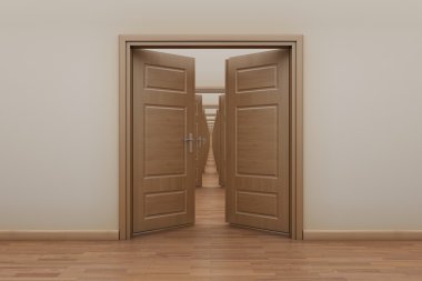 Enfilade, kapıları dışında açma.