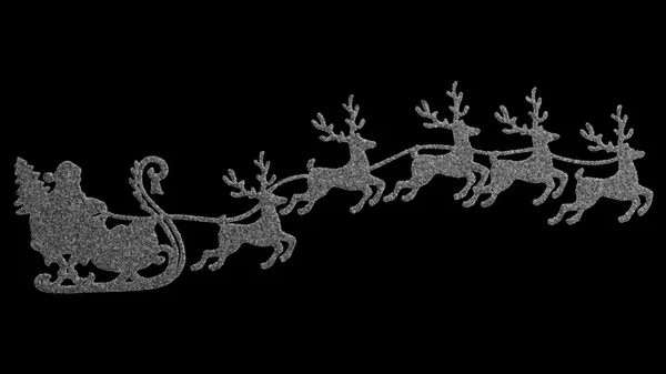 Santa Claus Driving in a Sledge of 1000.000 snowflakes on a black background — Stock Photo, Image