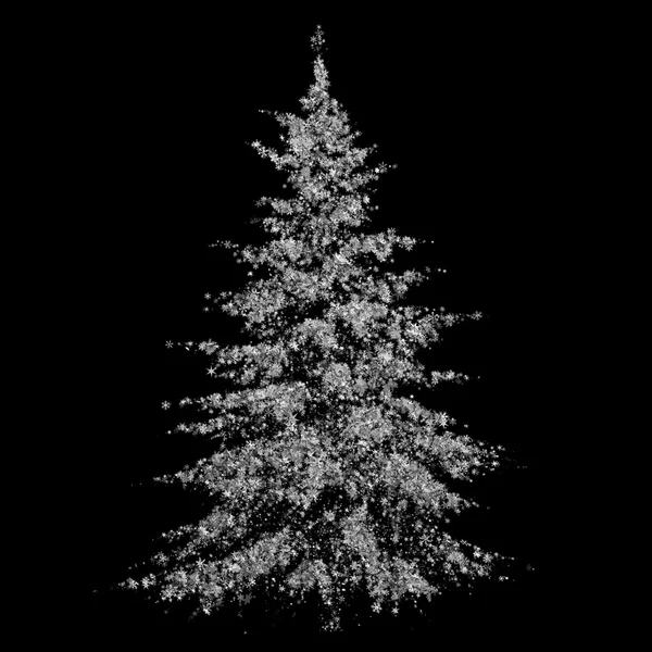 Christmas tree consisting of snowflakes on a black background — Stockfoto