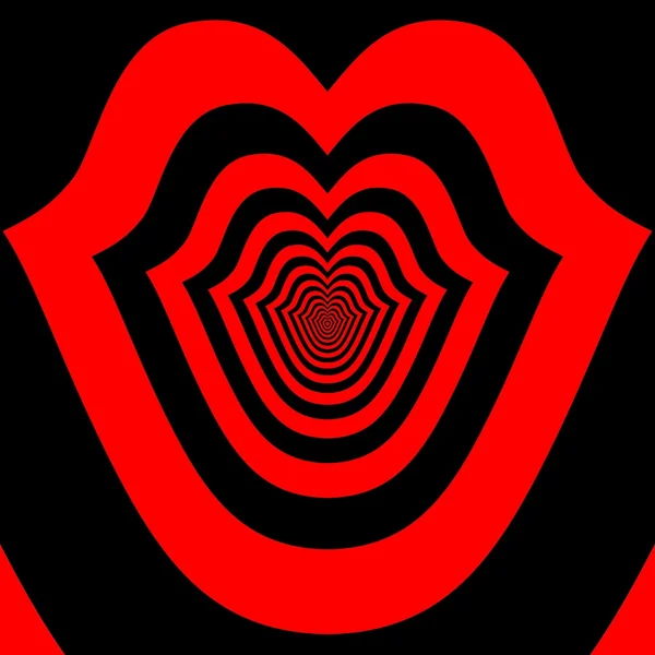 Concentric abstract symbol, kiss, - optical, visual illusion — Stock Photo, Image