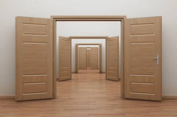 Enfilade, open the doors for yourself, inside. — Stock Photo, Image