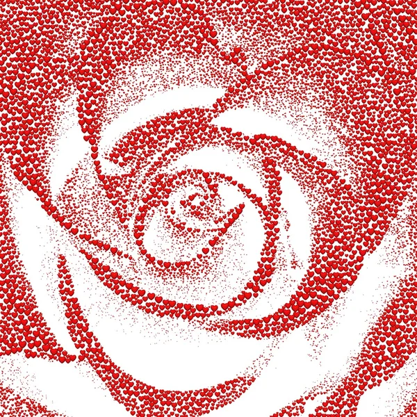 Fond de Saint-Valentin avec des cœurs. Rose, formée de 150 000 cœurs rouges sur fond blanc . — Photo