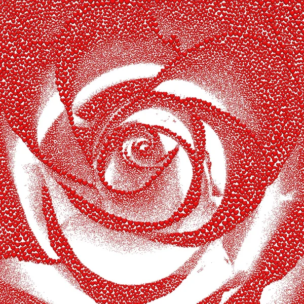 Tło valentine's day z serca. Róża, utworzone od 1500,000 czerwone serca na białym tle. — Zdjęcie stockowe