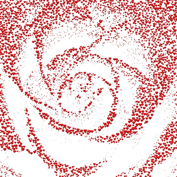Fond de Saint-Valentin avec des cœurs. Rose, formée de 20.000 cœurs rouges sur fond blanc . — Photo
