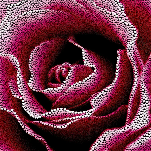 Tło valentine's day z serca. Róża, utworzone z 1500,000 serca na czarnym tle. — Zdjęcie stockowe