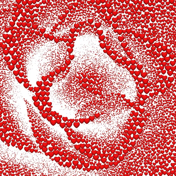 พื้นหลังวันวาเลนไทน์กับหัวใจ กุหลาบที่เกิดขึ้นจาก 150,000 หัวใจสีแดงบนพื้นหลังสีขาว . — ภาพถ่ายสต็อก