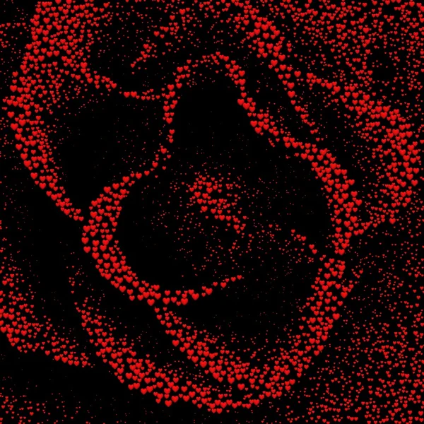 พื้นหลังวันวาเลนไทน์กับหัวใจ กุหลาบที่เกิดขึ้นจาก 20,000 หัวใจสีแดงบนพื้นหลังสีขาว . — ภาพถ่ายสต็อก